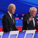 Democratic candidates on stage in Iowa on January 14 for a debate hosted by CNN and the Des Moines Register